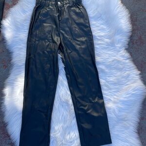 Trendy Boutique Black Faux Leather Straight Leg Pants